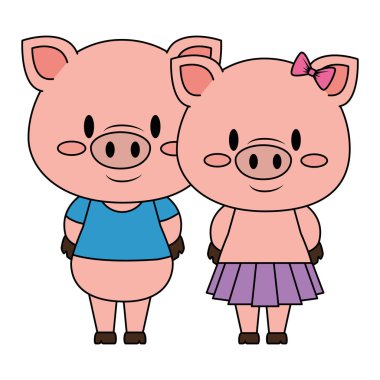 şirin ve sevimli çift Piggy karakterler