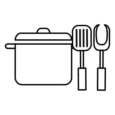 çatal ve spatula ile mutfak pot