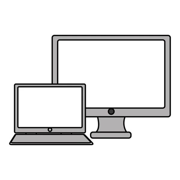 Visualizzazione computer e laptop — Vettoriale Stock
