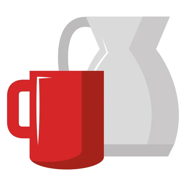 餐具茶壶与杯子 — 图库矢量图片