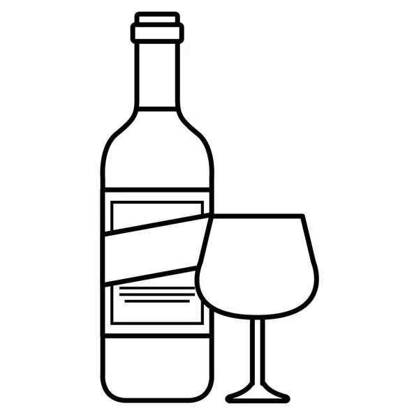 Vin flaska med kopp — Stock vektor