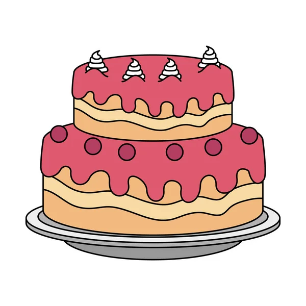 Pastel dulce y delicioso — Vector de stock