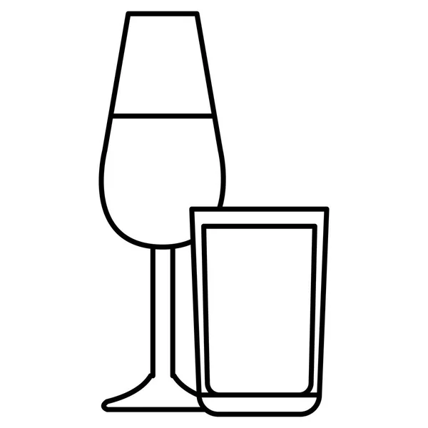 Tasse de vin avec verre à whisky — Image vectorielle