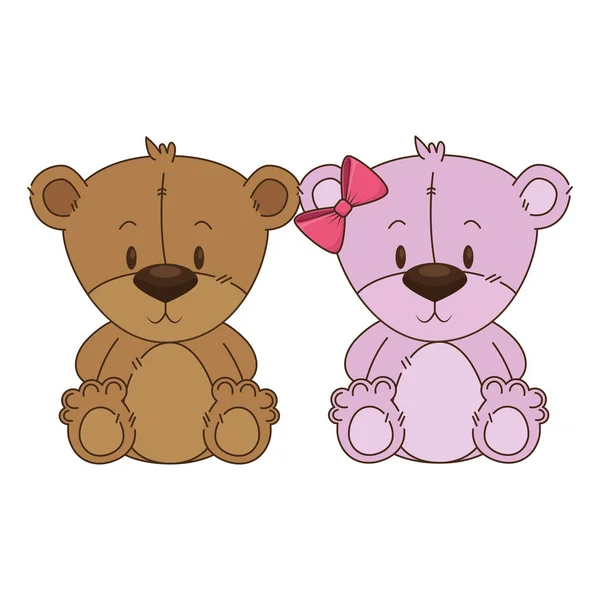 Lindo y adorable osos pareja personajes — Archivo Imágenes Vectoriales