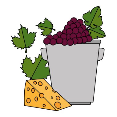 üzüm kümesi ve peynir ile kova