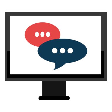 konuşma kabarcıkları ile monitör bilgisayar