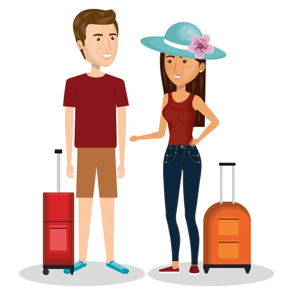 Άτομο με βαλίτσα ταξιδίου — Διανυσματικό Αρχείο