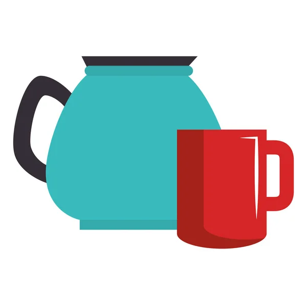 Tetera de utensilio con taza — Vector de stock