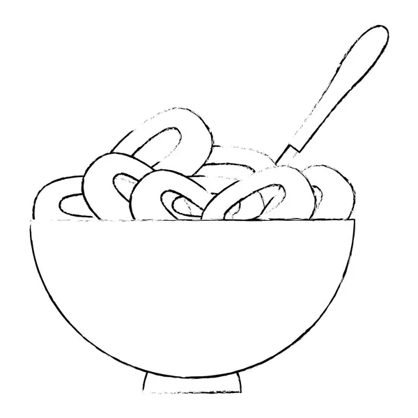Plat de céréales avec cuillère — Image vectorielle