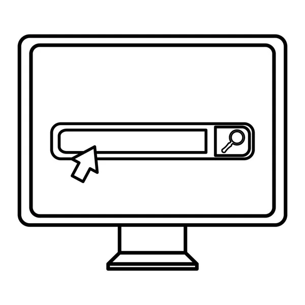 Monitor computer con barra di ricerca — Vettoriale Stock