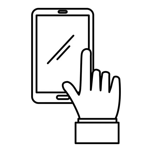 Mano umana con dispositivo smartphone — Vettoriale Stock