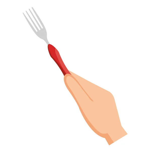 Hand met vork bestek — Stockvector