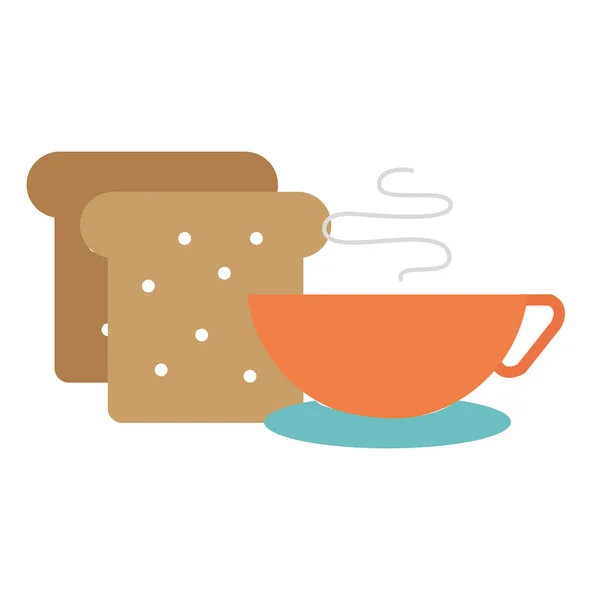 Torrada de pão com xícara de café —  Vetores de Stock