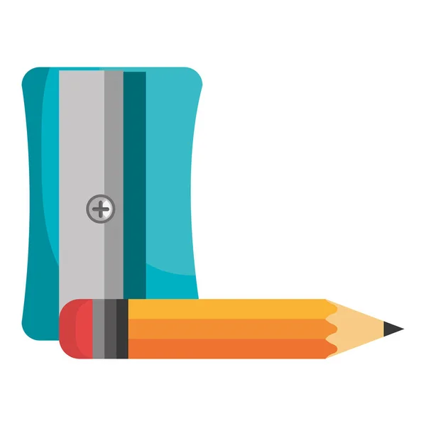 Taille-crayon avec fournitures scolaires — Image vectorielle