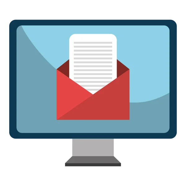 Moniteur ordinateur avec enveloppe mail — Image vectorielle