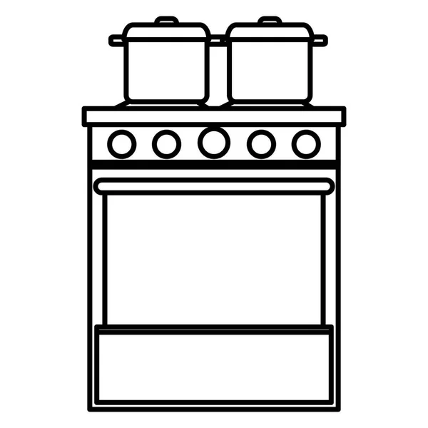 带锅的厨房烤箱 — 图库矢量图片