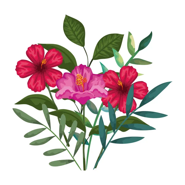 아름다운 꽃 과 잎사귀 장식 — 스톡 벡터