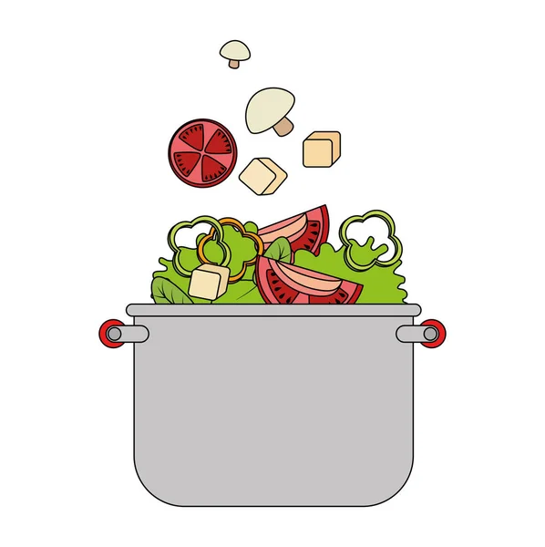 Mutfak tenceresinde pişirme sebze — Stok Vektör