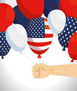 Ulusal ABD bayrağı balonlar ile el