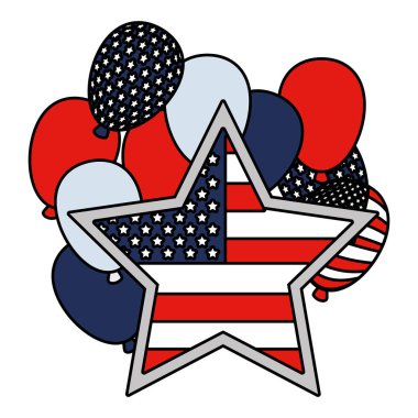 Abd bayrağı ve yıldız ile balonlar helyum