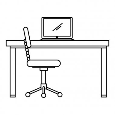 ofis çalışma masası ve dizüstü sahne ile