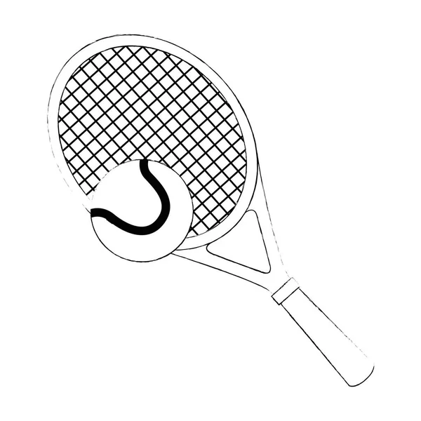 Raqueta de tenis y pelota aislado icono — Vector de stock