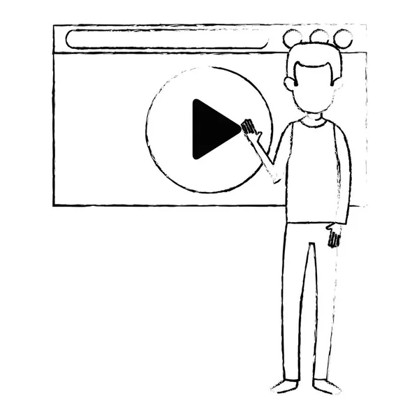 Man undervisning med mediaspelare display — Stock vektor