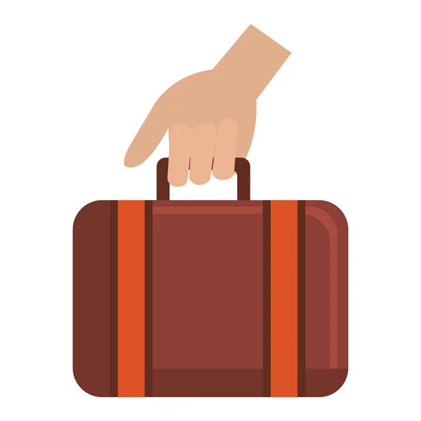 Main avec voyage valise — Image vectorielle