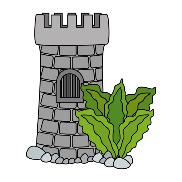 Torre del castillo acuario con decoración de algas — Vector de stock
