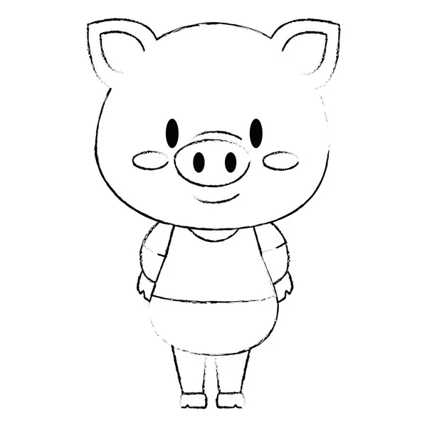 Słodkie i urocze Piggy charakter — Wektor stockowy
