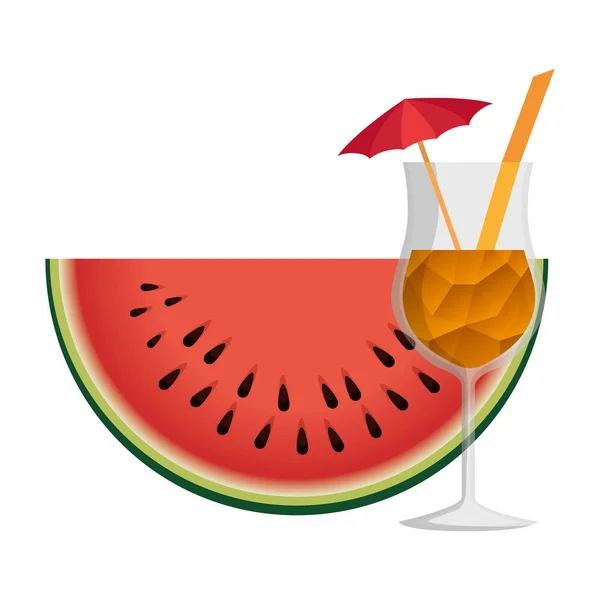 Cóctel tropical con sandía — Vector de stock