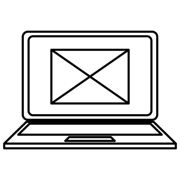 Laptop de computador com envelope de e-mail —  Vetores de Stock