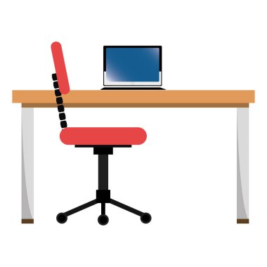 ofis çalışma masası ve dizüstü sahne ile