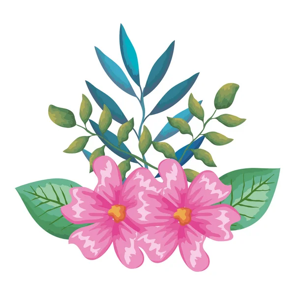 Flower and leafs decorative icon — Stock Vector