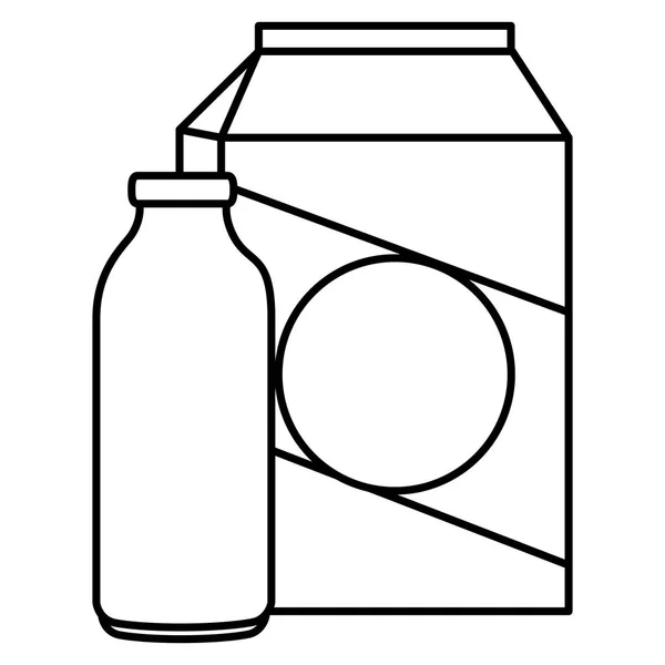 Botella de leche y caja — Archivo Imágenes Vectoriales