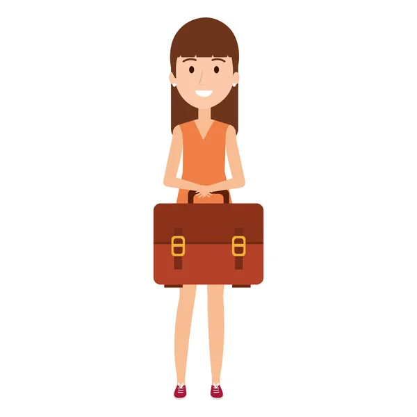 Joven chica estudiante con bolso carácter — Vector de stock
