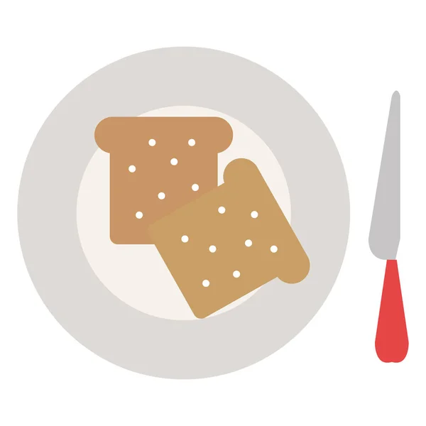 用刀在盘子里烤面包 — 图库矢量图片