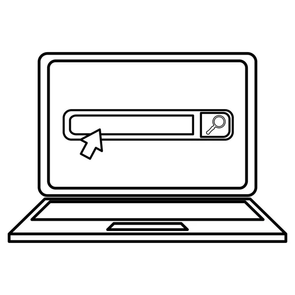 Computer portatile con barra di ricerca — Vettoriale Stock