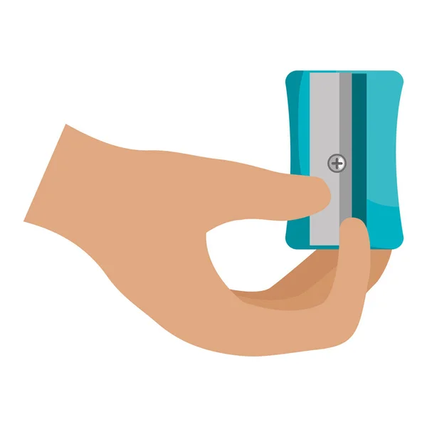 Рука с точилкой значок — стоковый вектор