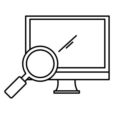 Büyüteç ile bilgisayar ekranı