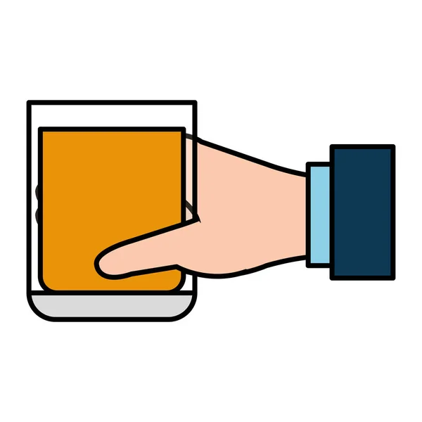 hand with whiskey glass drink