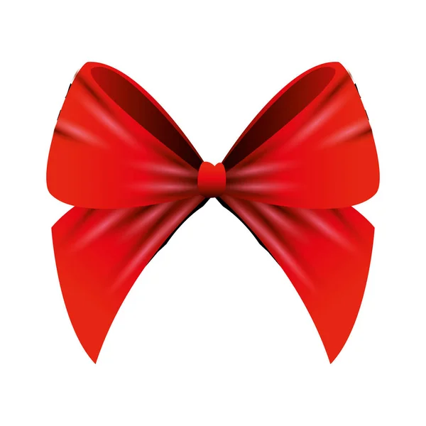 Red bow ribbon tape decorative — Stock Vector
