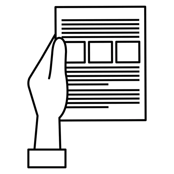 Hand met papieren document — Stockvector