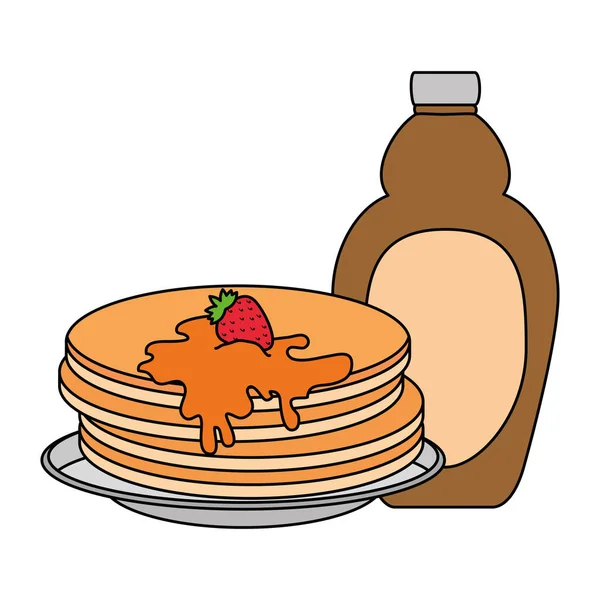 Pancake dengan sirup maple - Stok Vektor