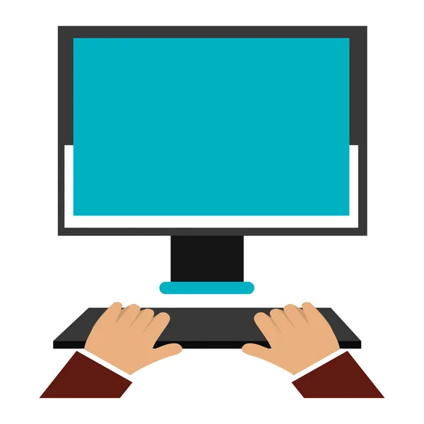 Hände tippen in Tastatur Desktop — Stockvektor