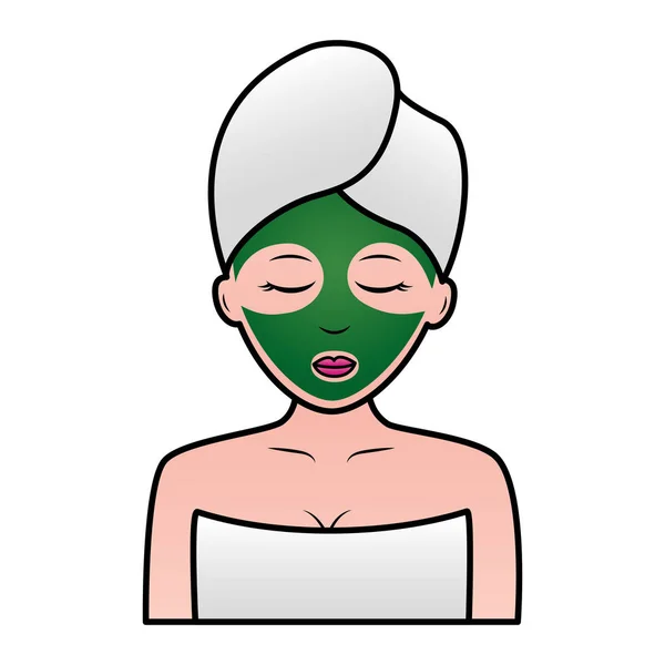 Femme avec serviette spa — Image vectorielle
