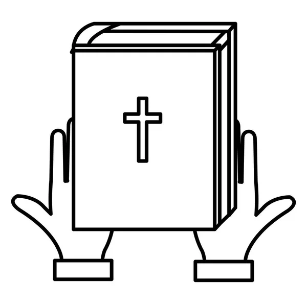 Mãos com a Bíblia sagrada —  Vetores de Stock