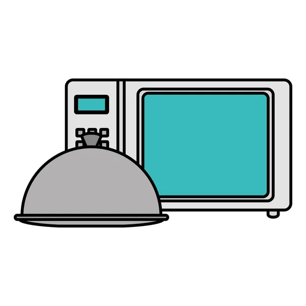 Mocrowave ovn med bakke – Stock-vektor