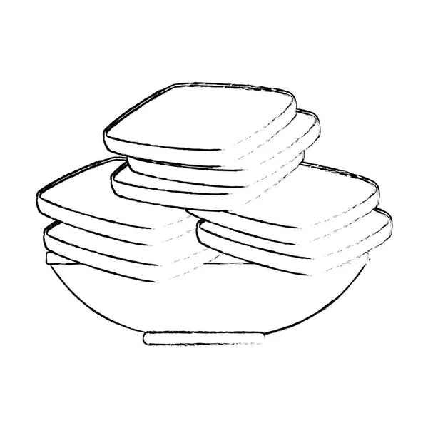 Deliciosos pães fatiados em prato — Vetor de Stock