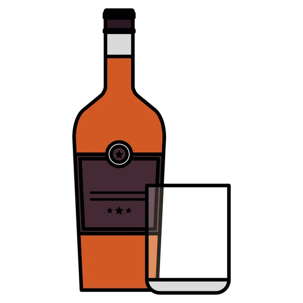 Μπουκάλι ουίσκι με γυαλί — Διανυσματικό Αρχείο